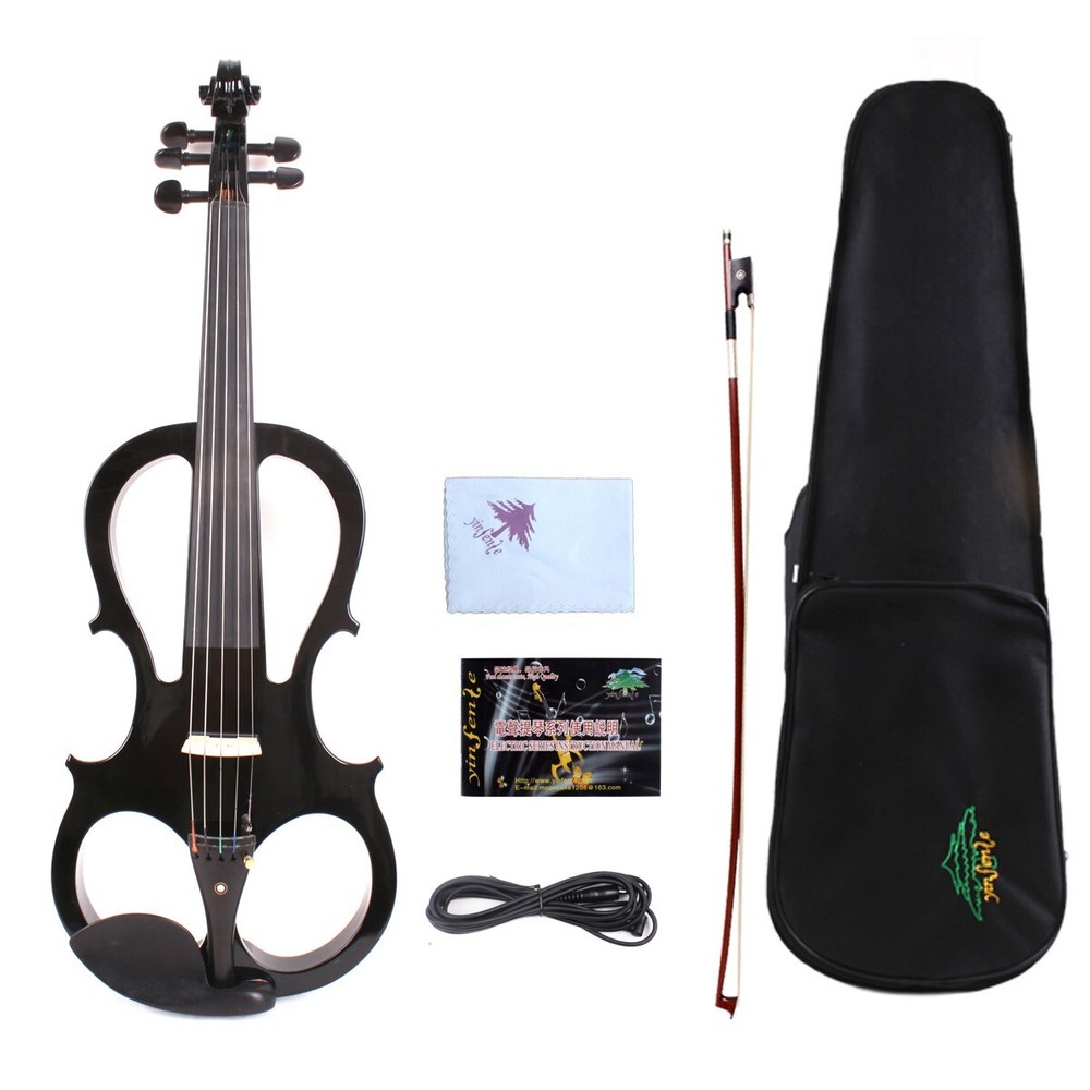 5 String Electric Violin 4/4 Silent Solid wood Nice Tone Free Case Black#EV5