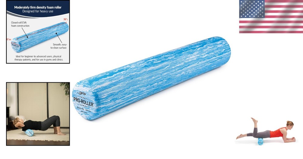Versatile Foam Roller - 36" x 6" Blue Marble - Perfect for Deep Tissue & Yoga