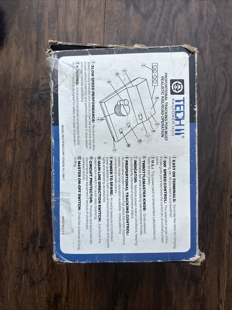 MRC Tech II Railpower 1400 Railroad Model Train Control Transformer with Box