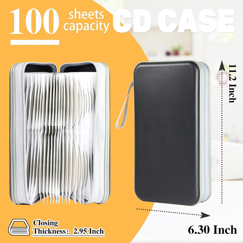 CD/DVD Case Storage, 100 Capacity Holder - Plastic Disc Case Storage Wallet Bind