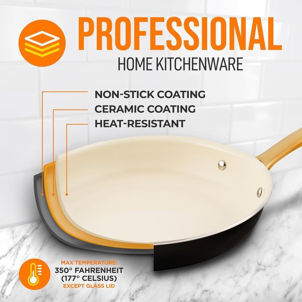 Nutrichef 10'' Medium Fry Pan-Non-stick Pan w/ Silicone Handle Interior
