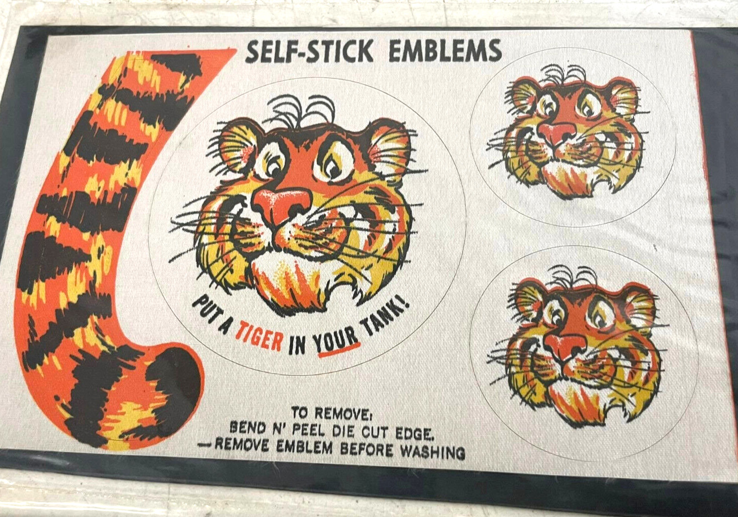 Vintage NOS Esso Gas Put A Tiger in Your Tank Self-Stick Emblems Decals Lot