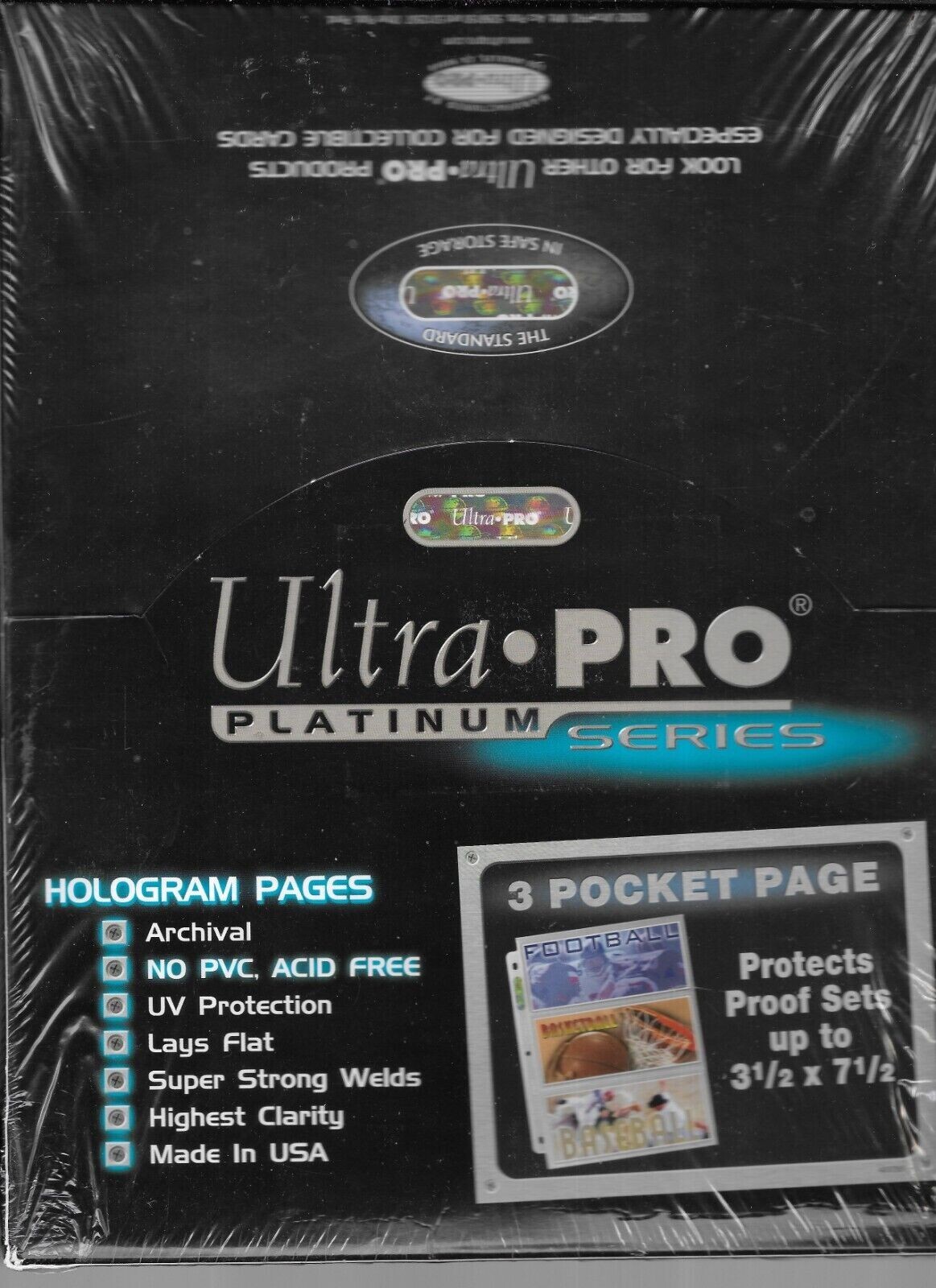 100 ULTRA PRO PLATINUM 3-POCKET 3.5x7.5 Pages Sheet Ticket, Currency