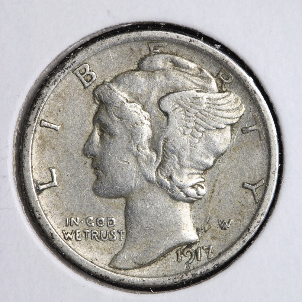 1917 Mercury Silver Dime CHOICE AU E247 ZF