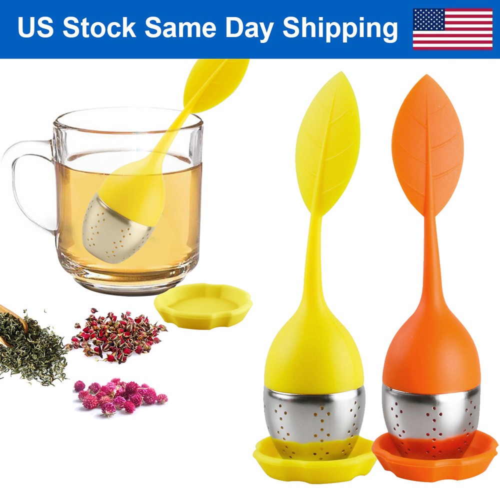 Food Silicone Tea Infuser Strainers Stainless Herbal Spice Filter Diffuser 2PCS