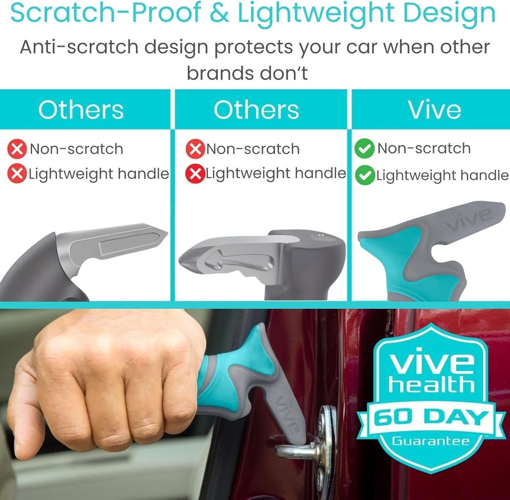 Vive Car Handle Assist for Elderly - Scratch Proof Latch - Auto Grab Single