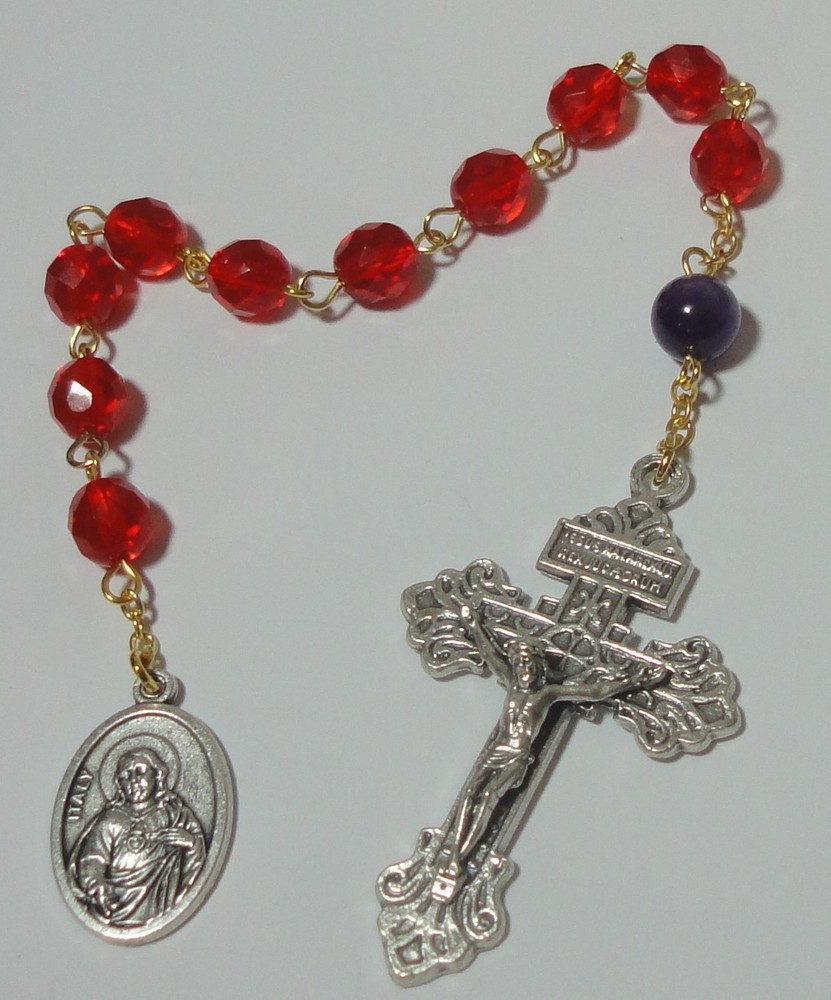 Sacred Heart "Have mercy on us" Single Decade Rosary with Pardon Crucifix