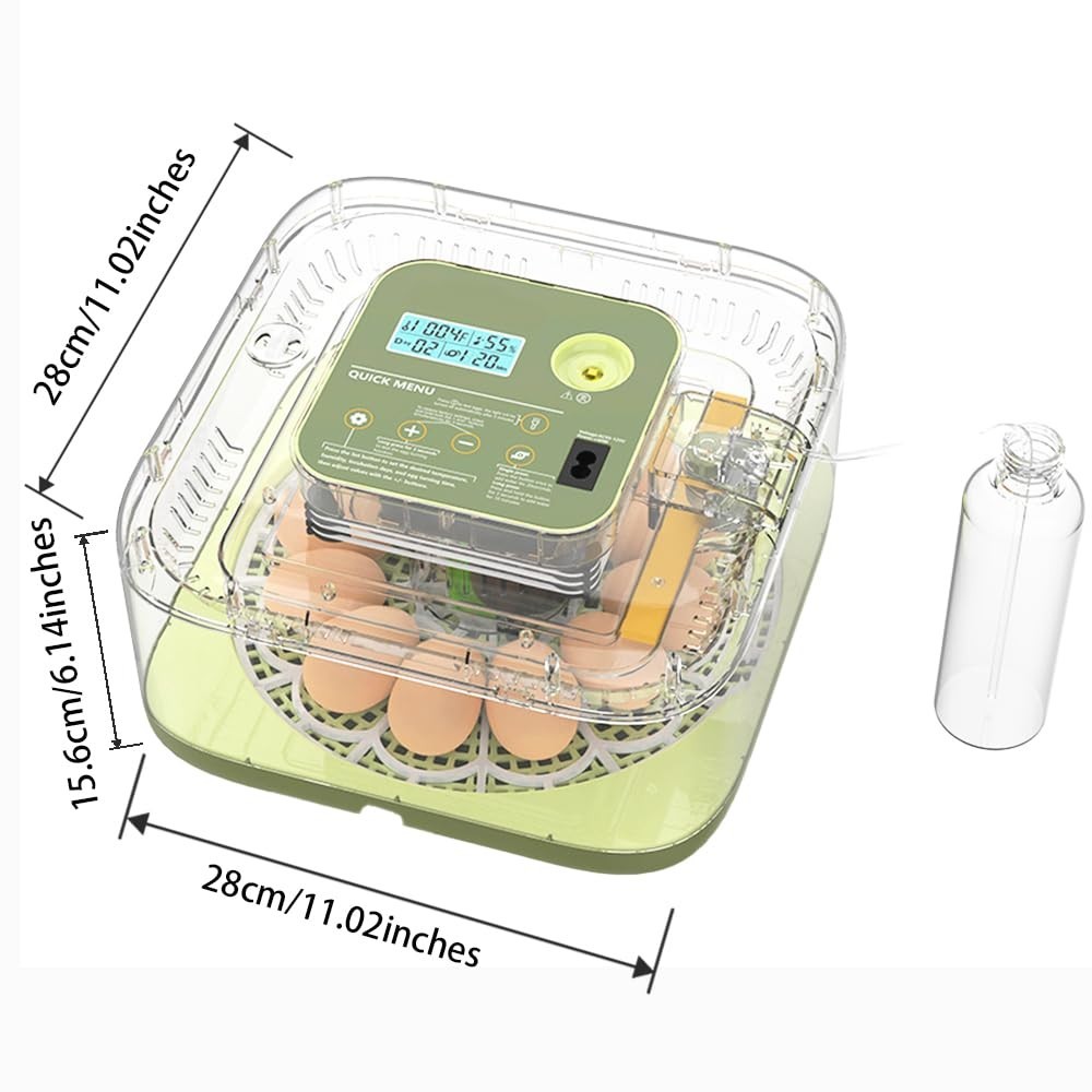 12 Eggs Capacity, Egg Incubator with Automatic Egg Turning and Humidity Control