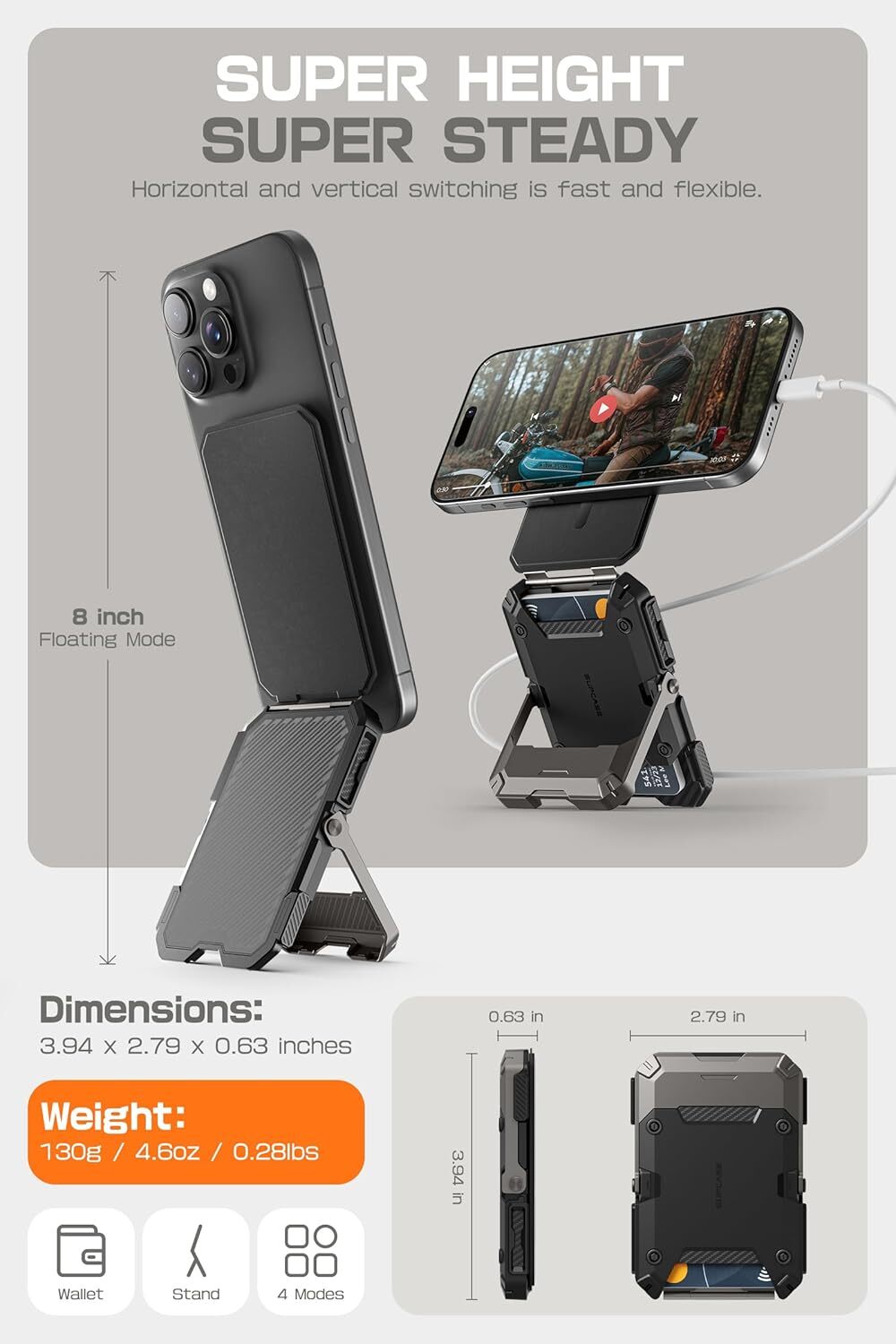 SUPCASE MagSafe Stand Magnetic Wallet Phone Card Holder for iPhone Galaxy Google