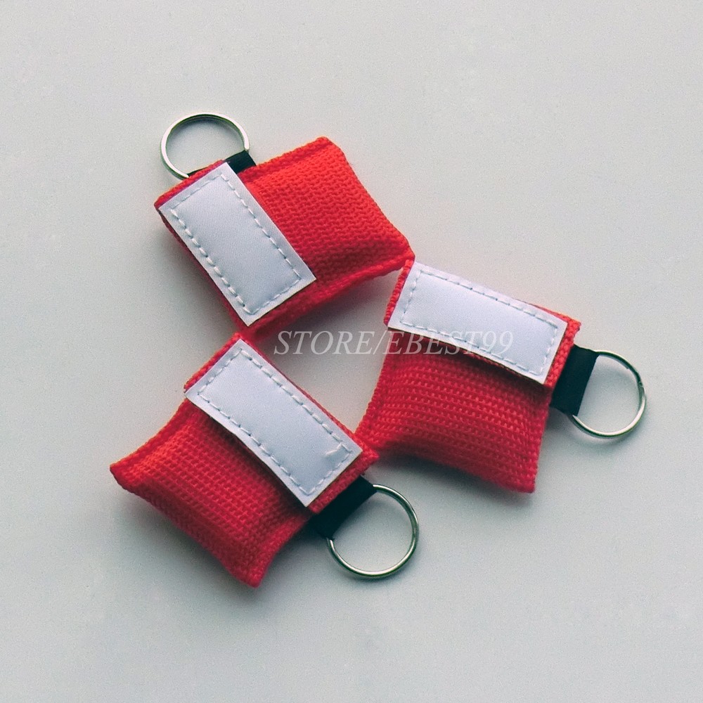 100 X First Aid CPR Mask CPR AED For Training Keychain Red Elysaid CPR