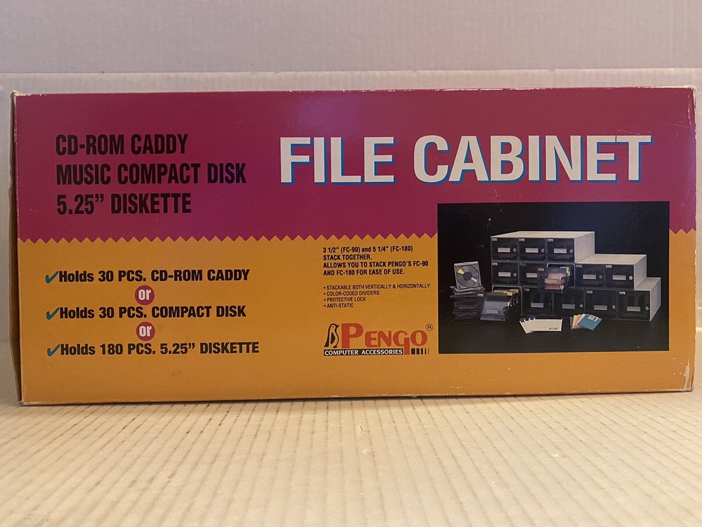 PENGO FILE CABINET CD-ROM CADDY, MUSIC COMPACT DISK, 5.25" DISKETTE