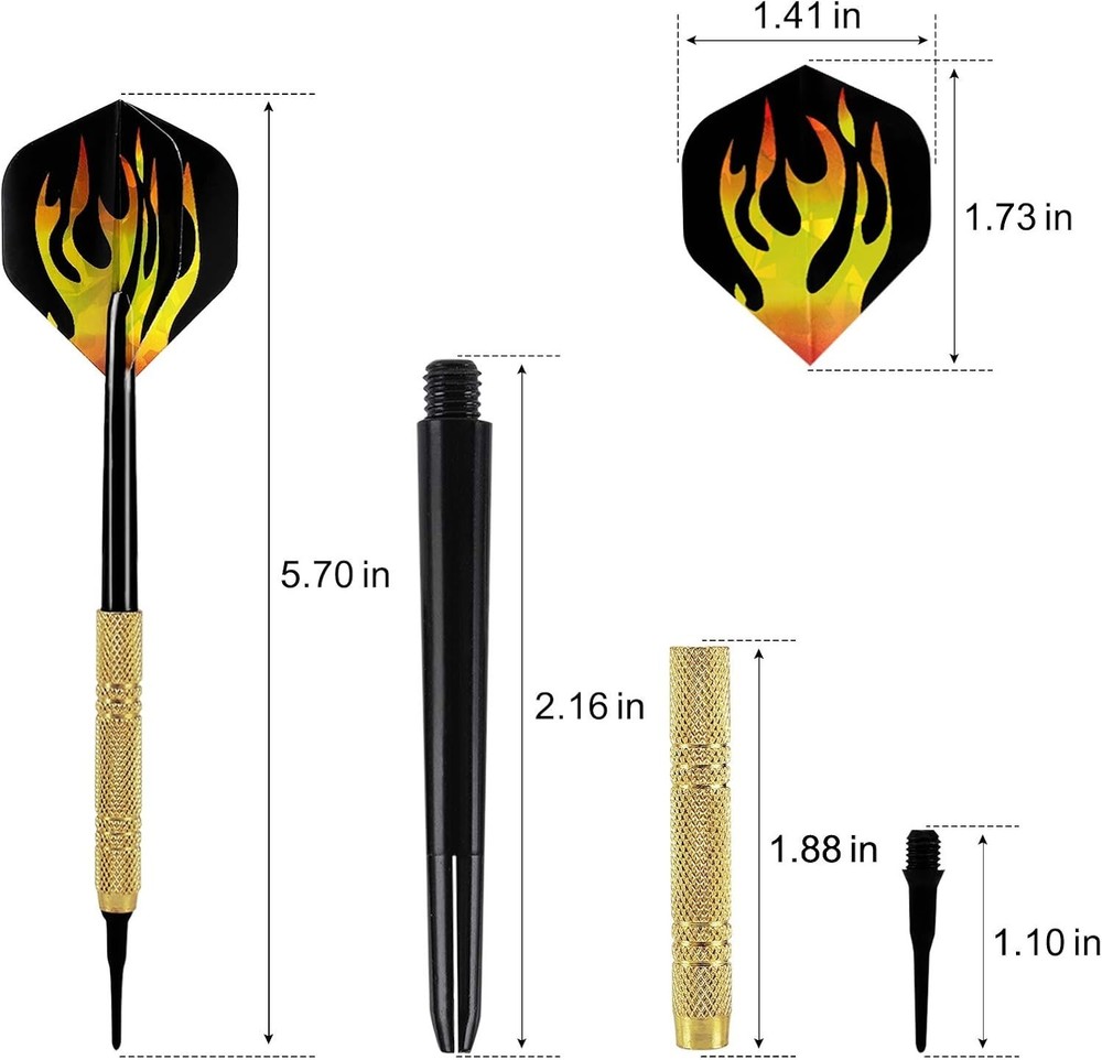 Soft Tip Darts Set 12 Pack Plastic Tips + 36 Replacement Points 14g