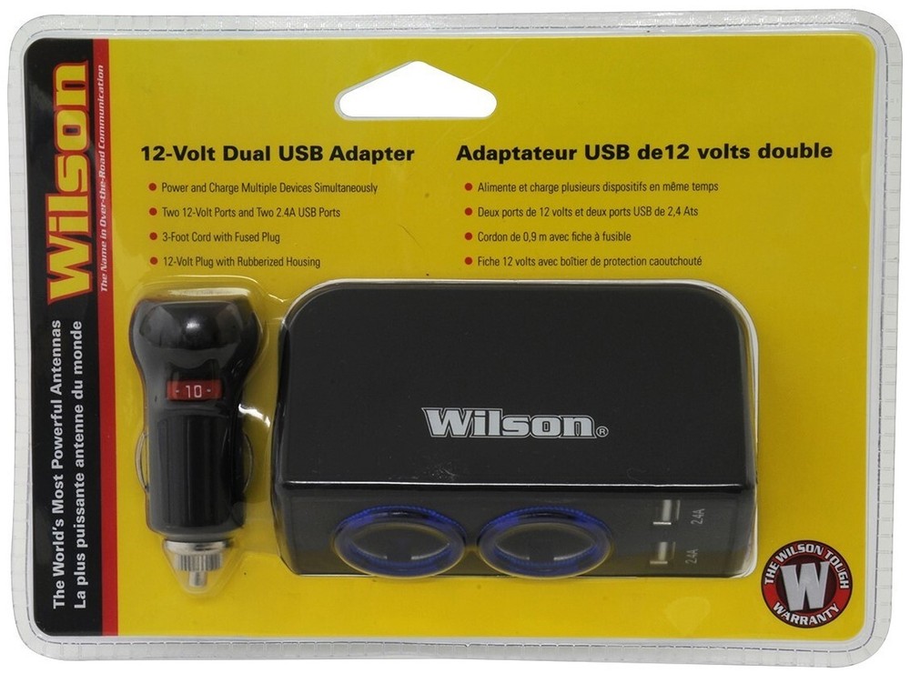 Wilson 3052224USBBL 12v Cigarette Lighter Plug Socket Splitter Adapter Dual USB