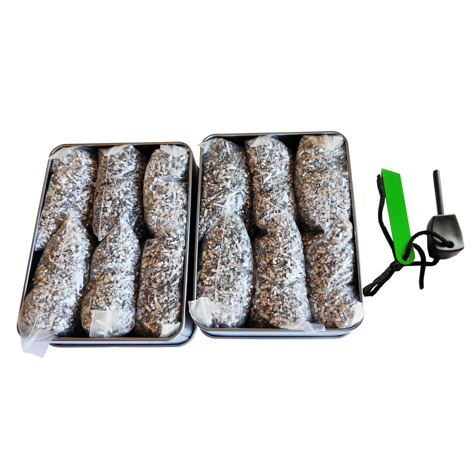 Emergency Fire Starter 6bag Magnesium FREE Ferro Rod Tin Can for camping hiking