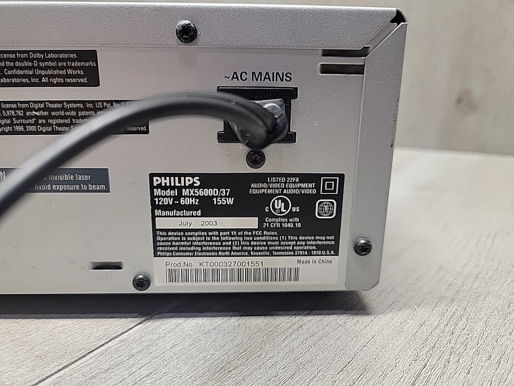 Philips MX5600D/DVD Video Player AM/FM Digital Surround Receiver (Needs Work)