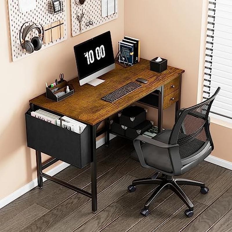 Small Computer Desk W/ Drawers Space Saving Modern Workstation Easy Assembly New