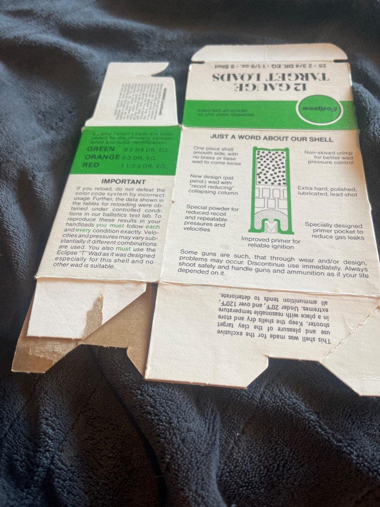 4 Eclipse 12ga. target loads empty shotgun shell boxes
