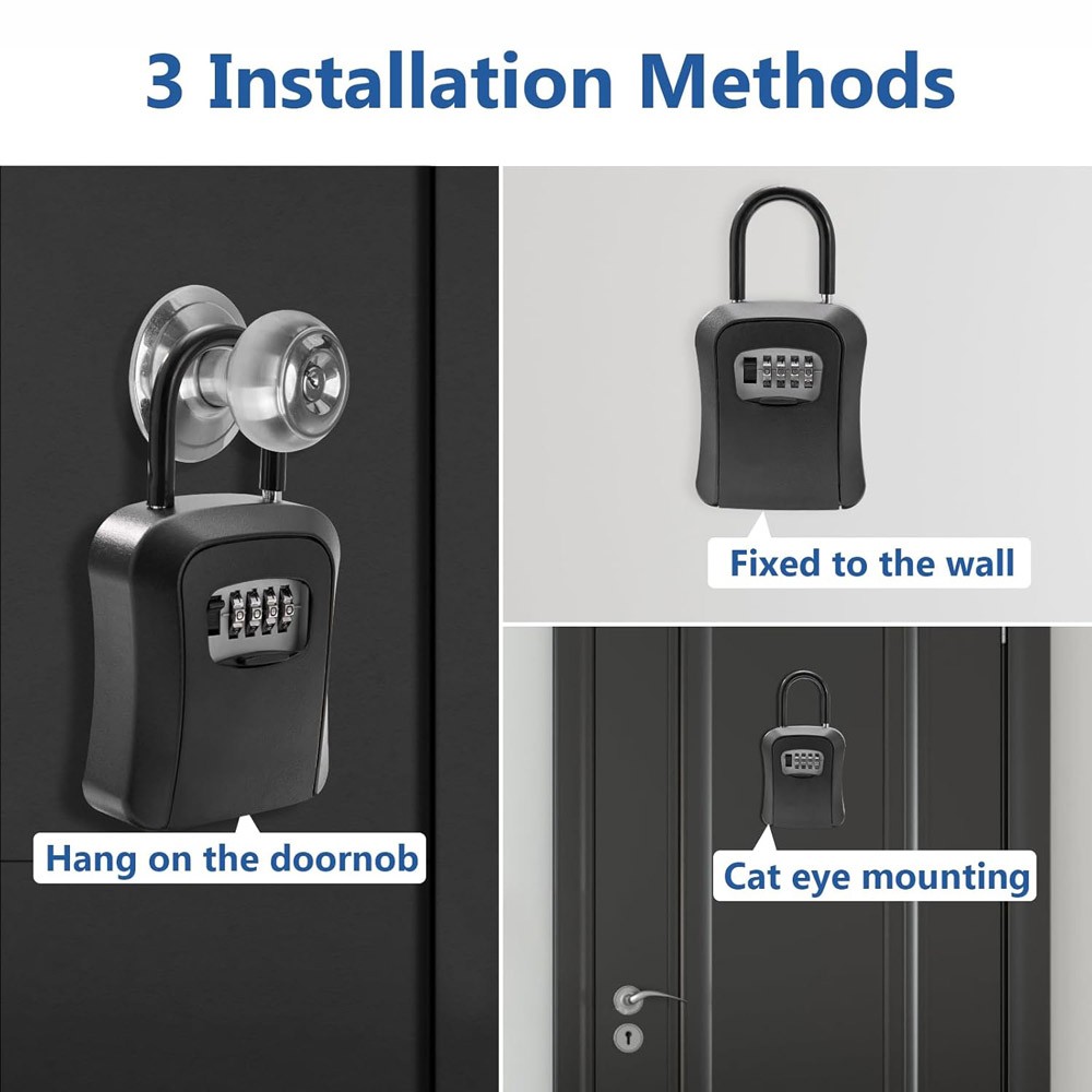 Key Lock Box Safe Outside Combination House Key Lockbox Portable Wall Mounted US