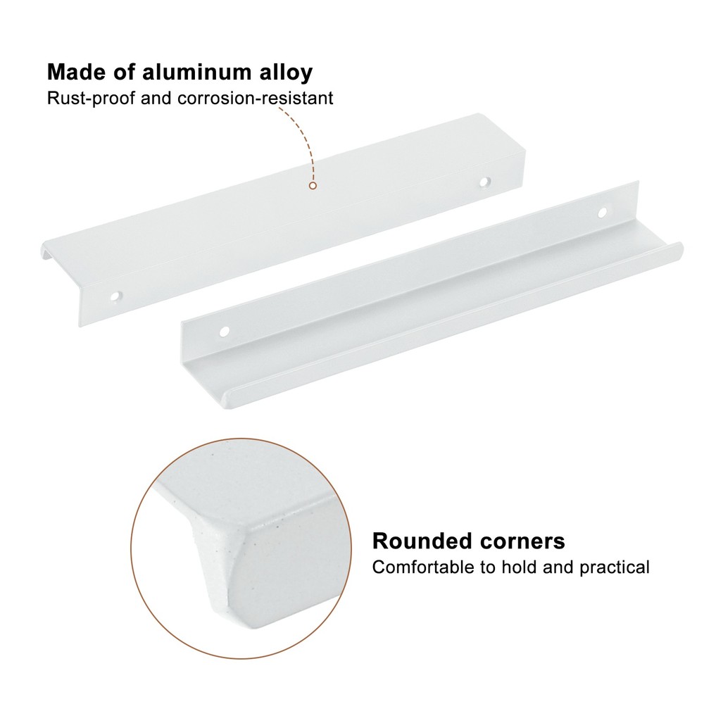 Cabinet Edge Finger Pull, 10pcs 200mm / 7.87" Hidden Cabinet Pulls, White