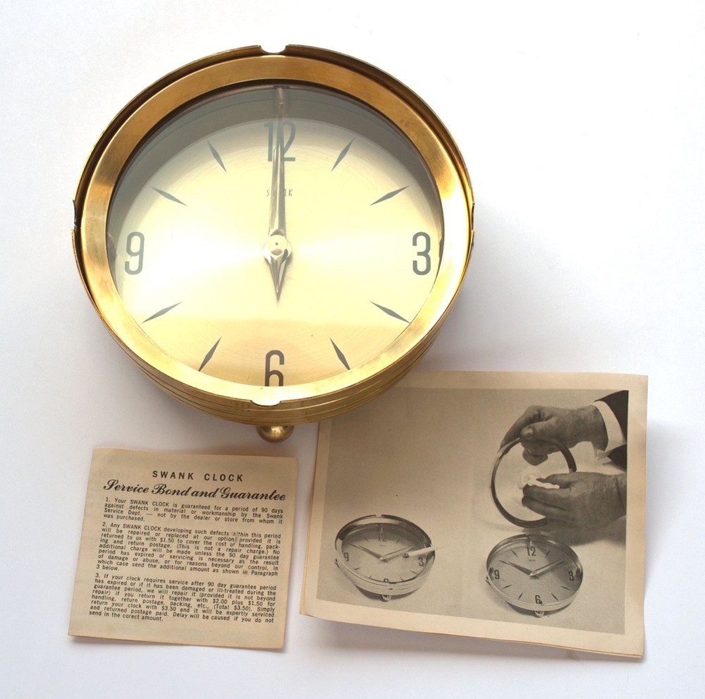 SWANK BRASS VINTAGE CLOCK