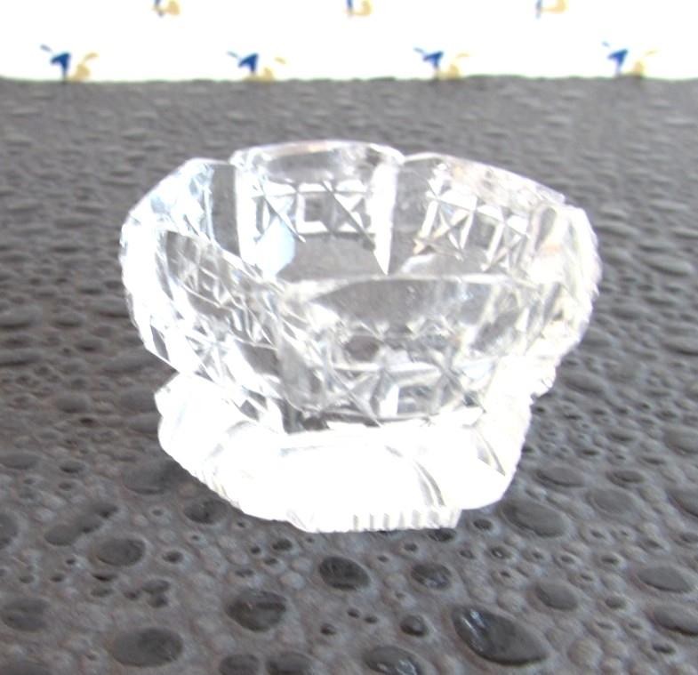 Pedestal Base Beveled Hexagon Open Salt Cellar Dip ca 1900's