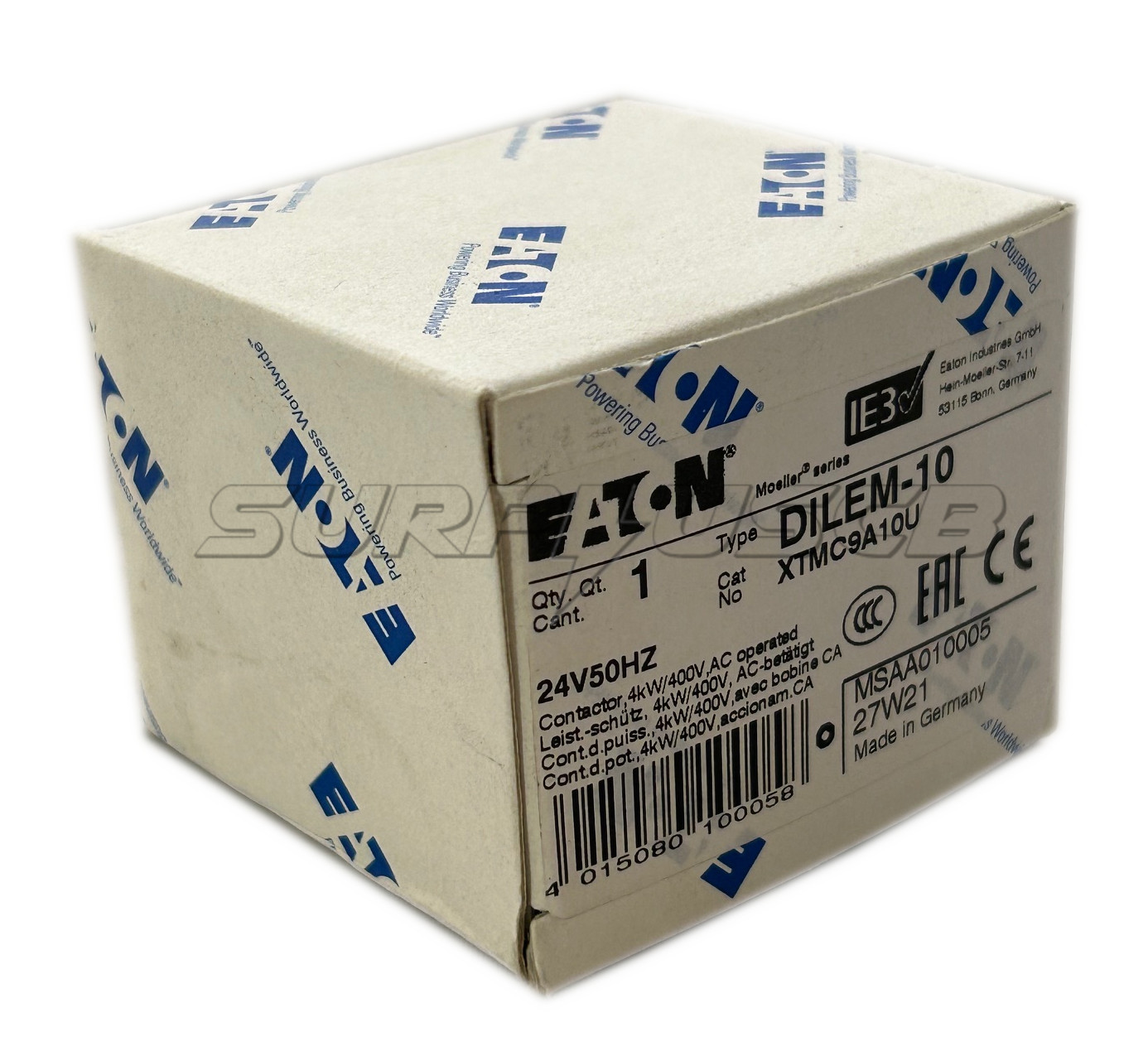 Eaton XTMC9A10U Full Voltage Non-Reversing Contactor, 8.80 Amp, 24 Vac Coil, 3P