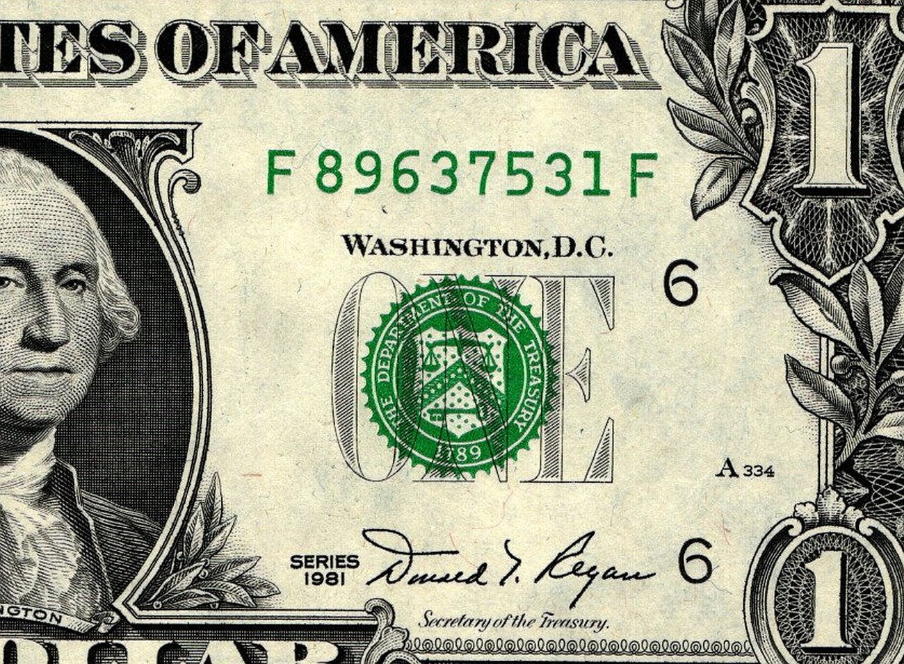 1981 $1 Federal Reserve Note CRISP UNCIRCULATED ATLANTA DISTRICT F BLOCK