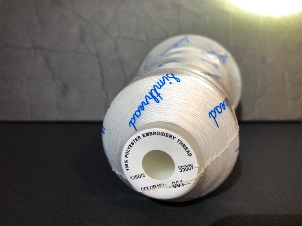 Embroidery Thread 5500 Yards White 001 100% Polyester