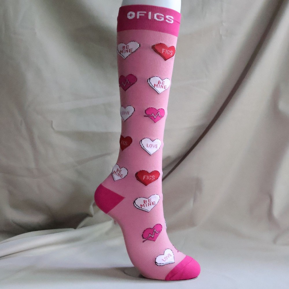 Figs Compression Socks Size L Heart Pattern Comfortable Support