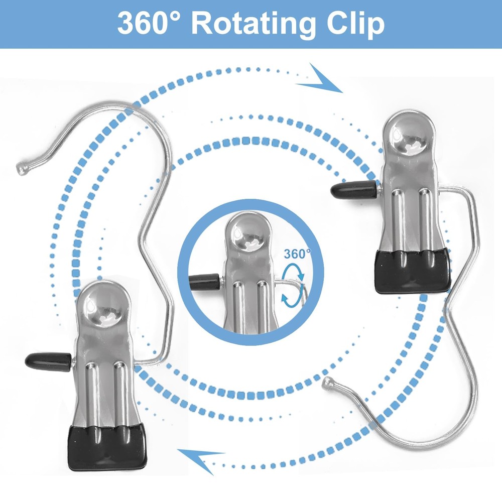 24 Pack Hanger Clips, Multi Function Clip Hooks, Laundry Hanging Hooks Black