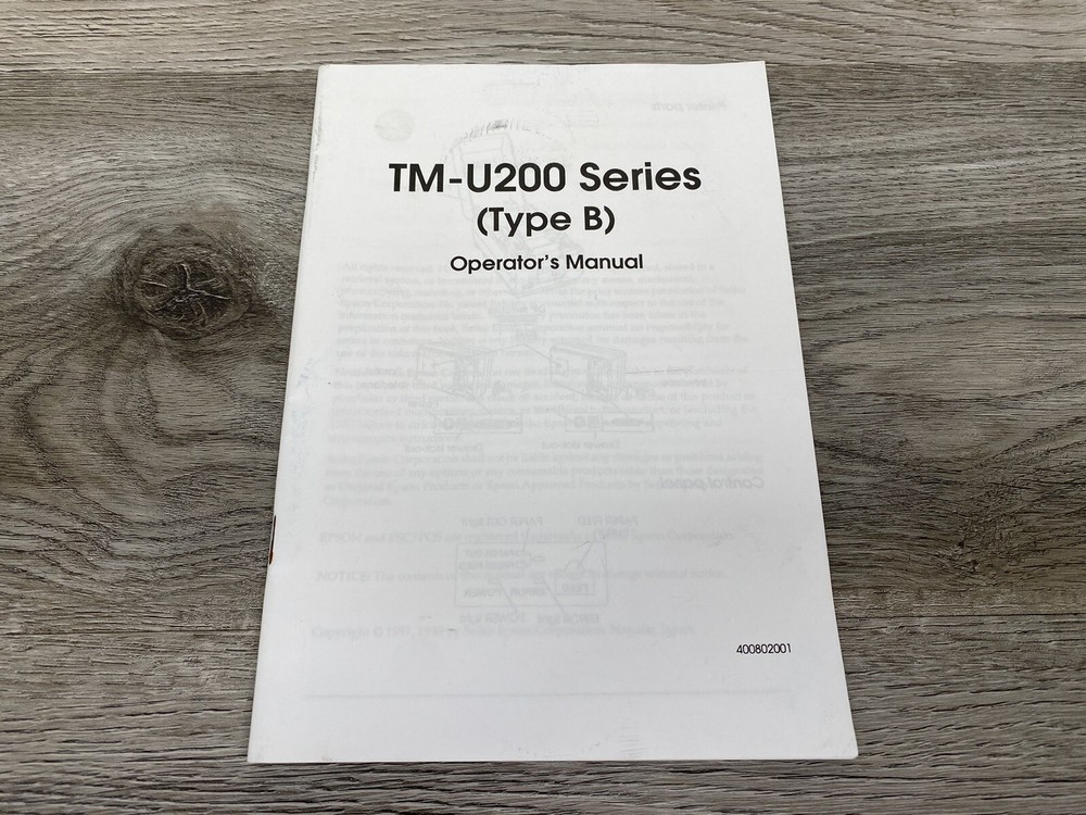 Epson TM-U200 Series Type B Receipt Printer Manual