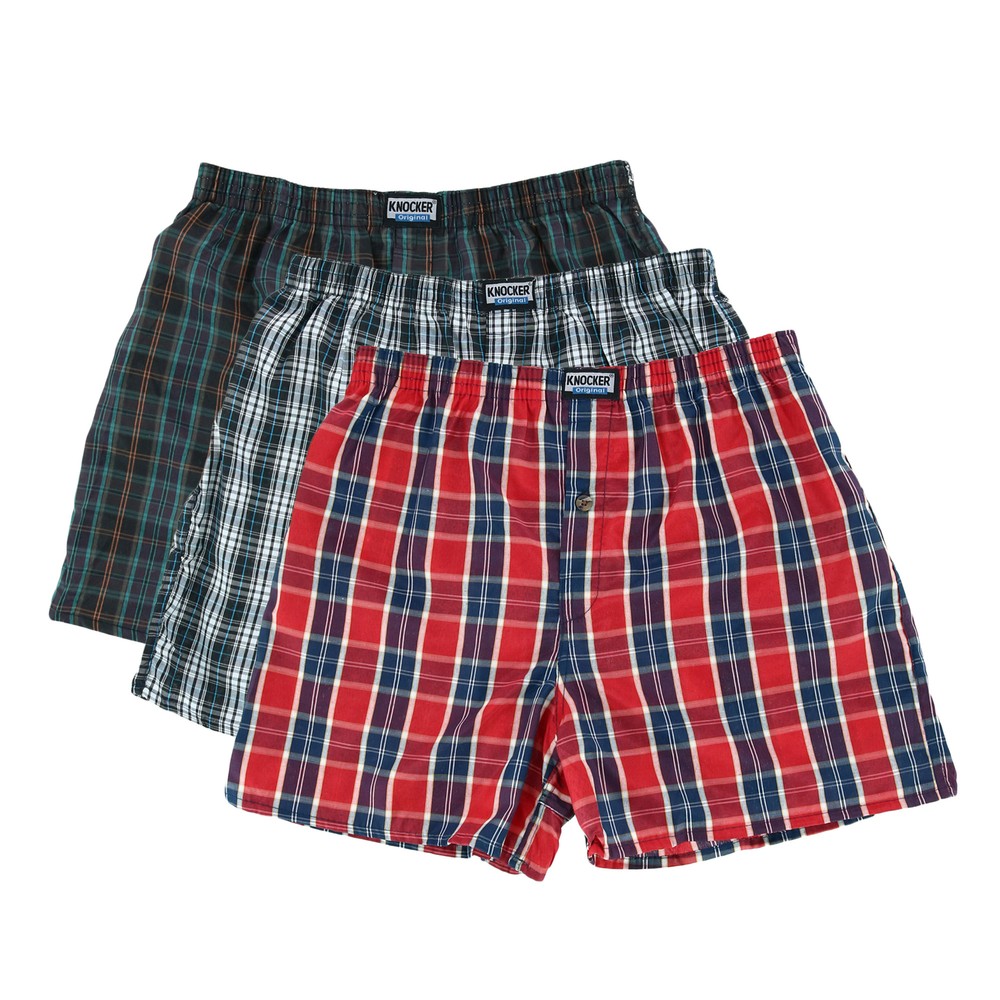 New Knocker Men's Plaid Boxer Shorts (3 Pack)