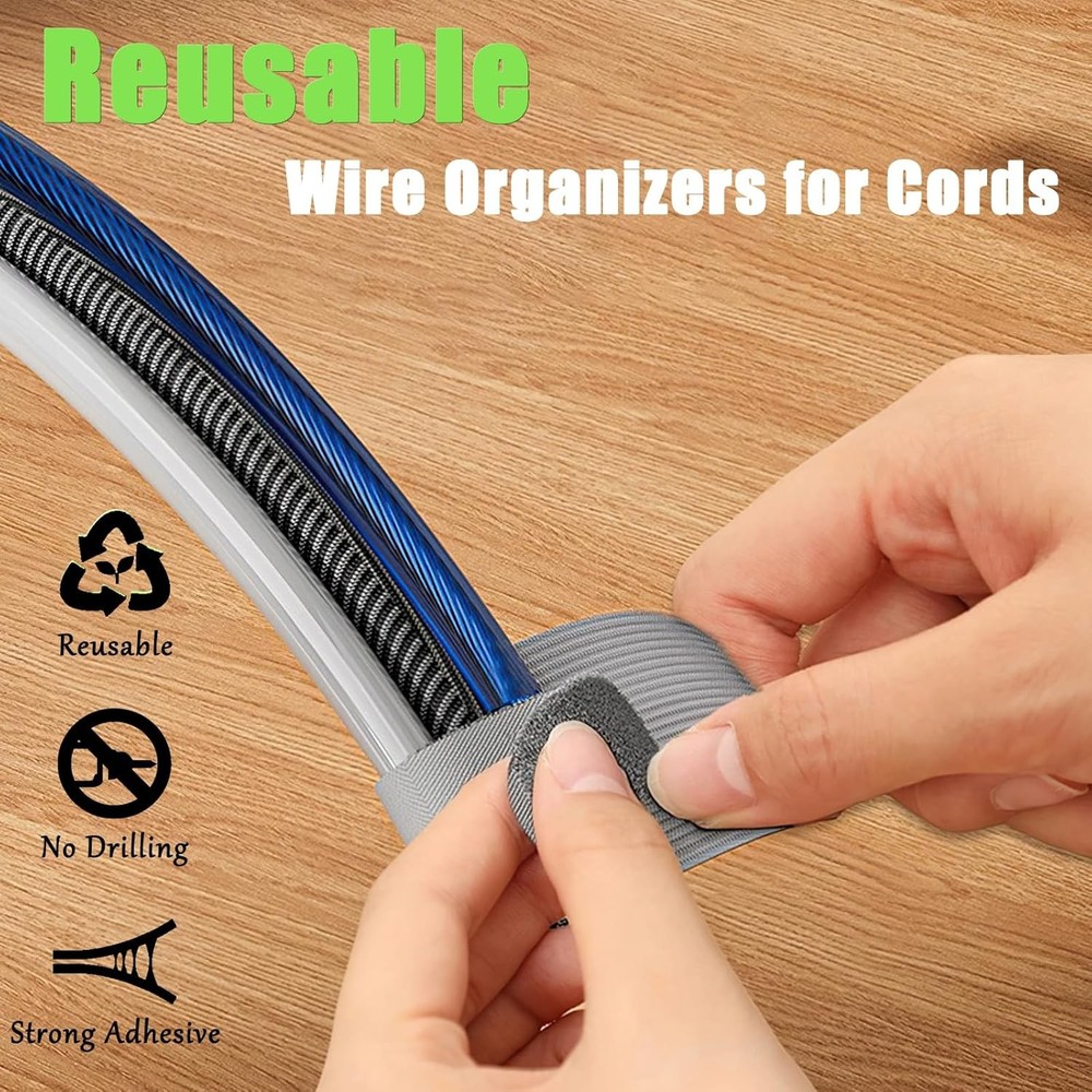 80PCS Hook Loop Cable Straps, Self Adhesive, Black