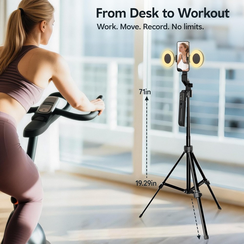 71" Auto Face Tracking Tripod for iPhone with Light, Vlogging Kit for iPhone ...