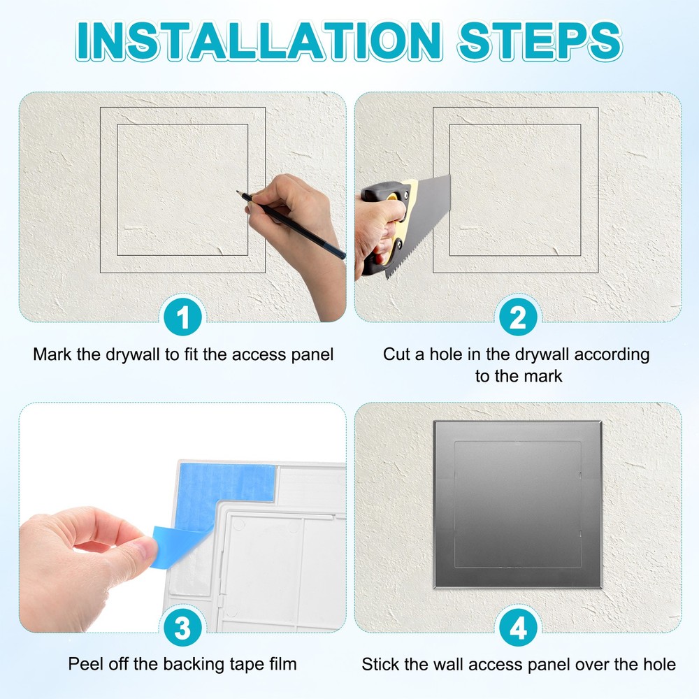 1-Pack Access Panel for Drywall, 6x6" Plastic Removable [Grey, Square]