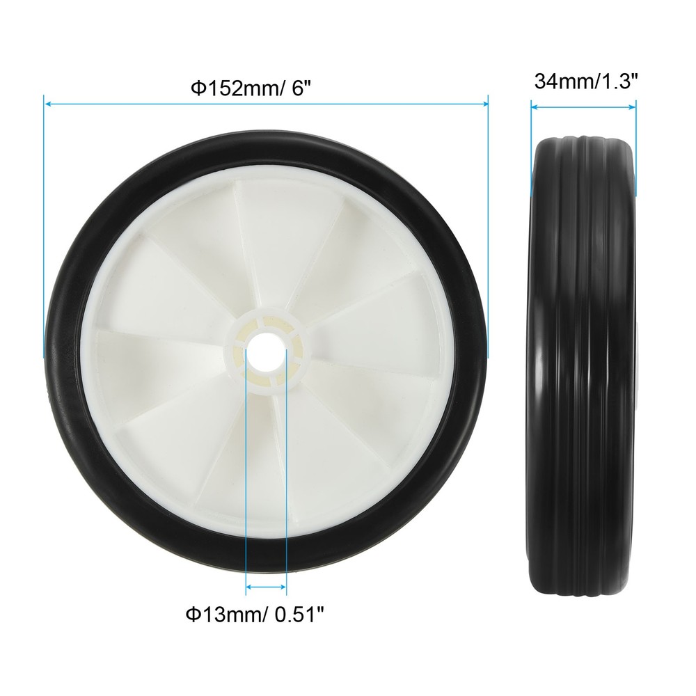 2Pcs 6" Universal Air Compressor Wheel with 0.5" Hole, White