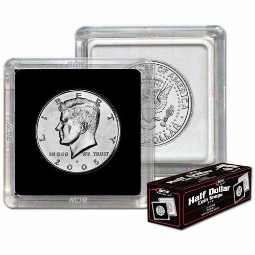 (25) BCW (2 x 2) COIN SNAPS - HALF DOLLAR - BLACK