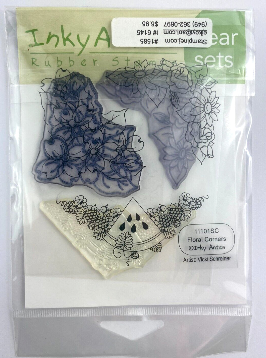 Inky Antics Rubber Stamps - FLORAL CORNERS - 11101SC - Clear