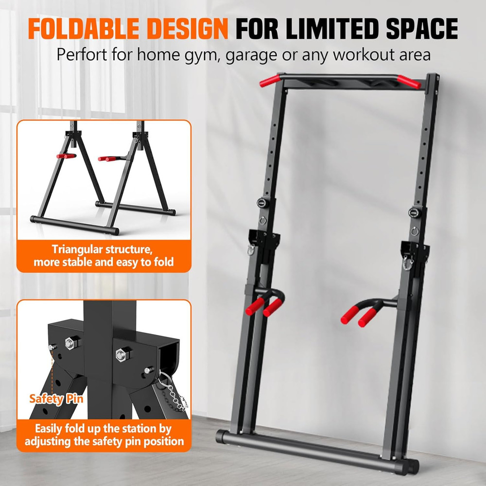Foldable Power Tower Dip Station for Pull Ups, Dips & Push Ups, Upgraded Free St