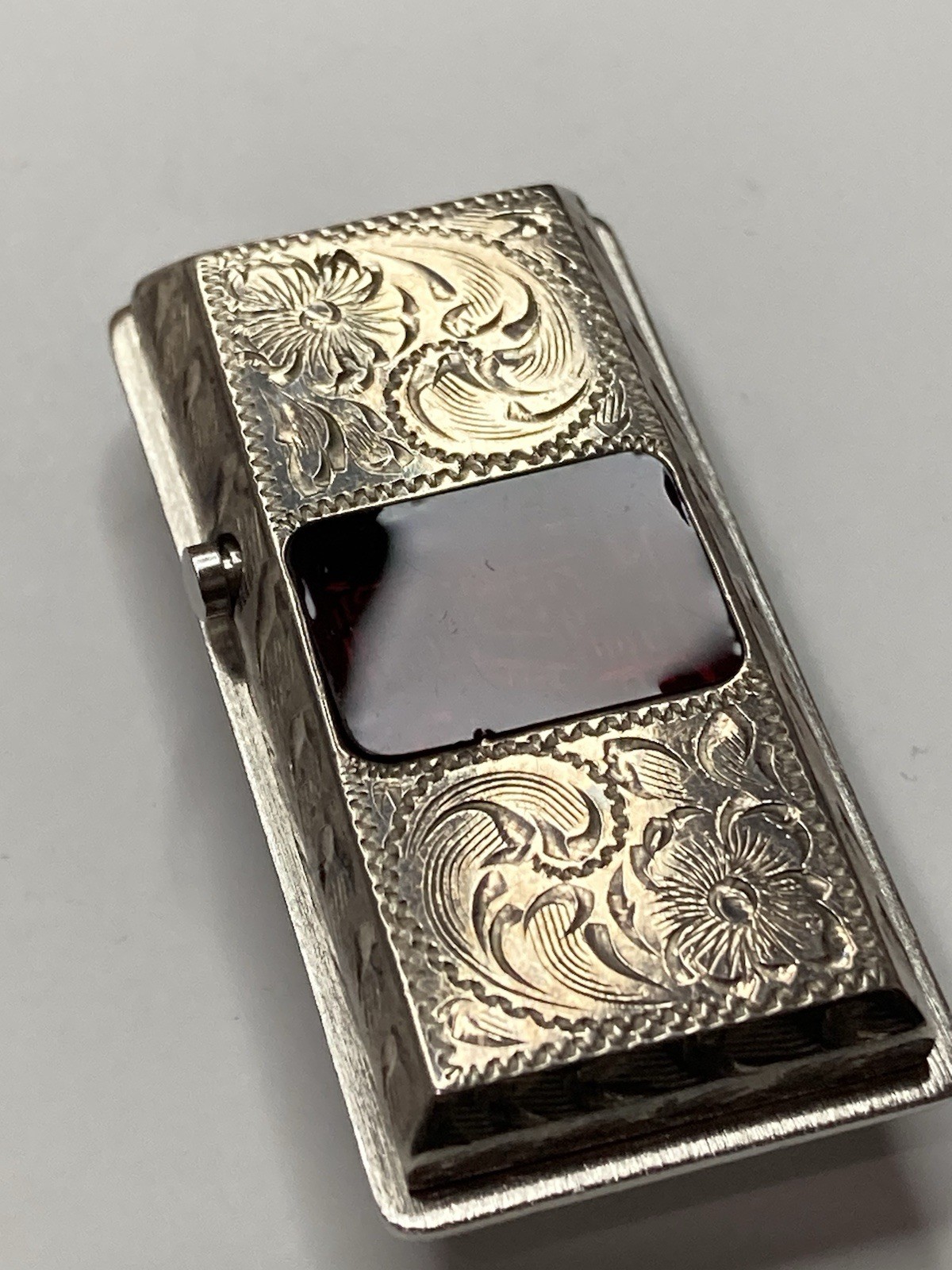 DIABLO~Sterling Silver Money Clip 2"x1”(40 grams) “GAMBOLEER”~USA Hand Engraved