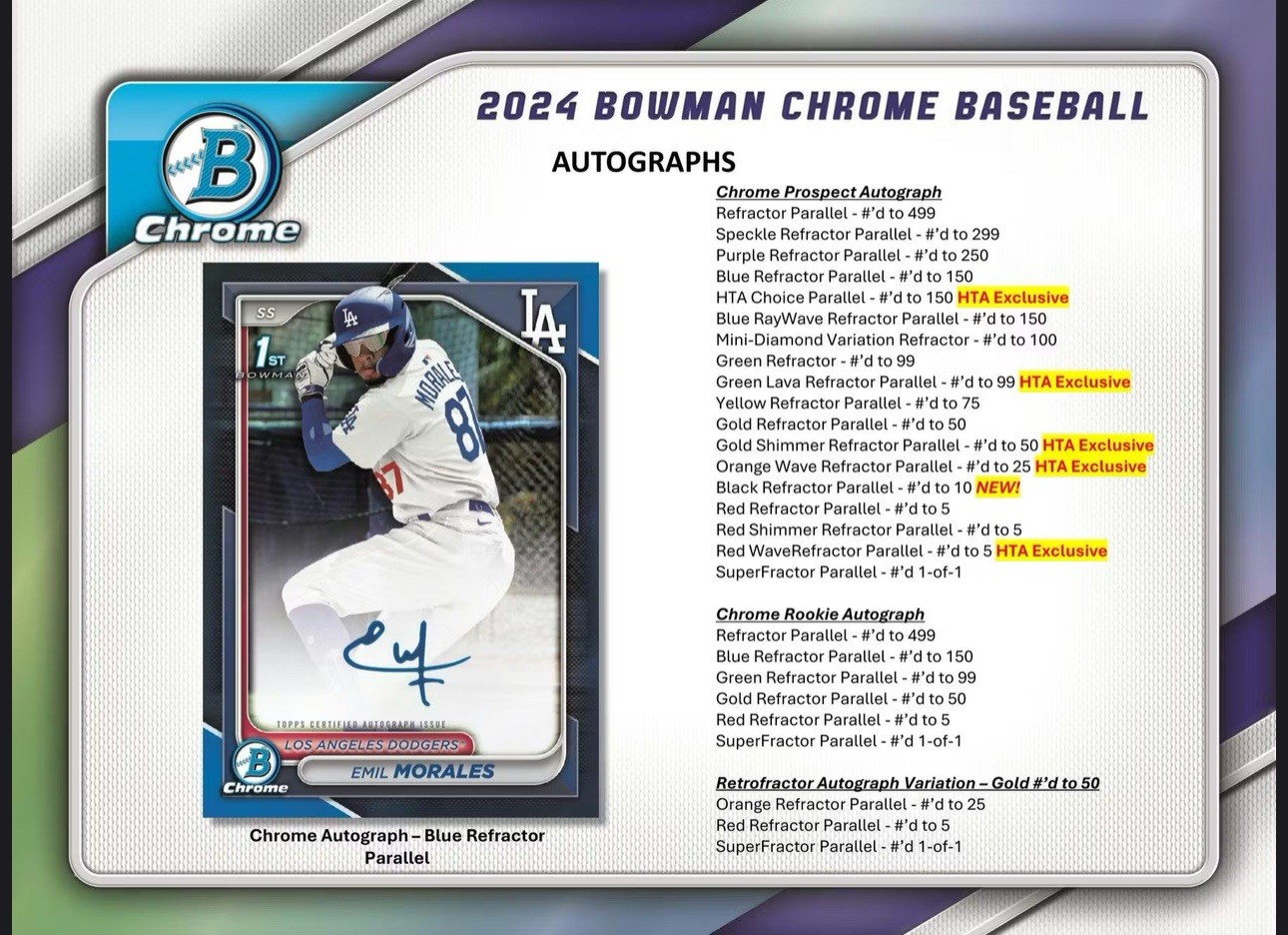 2024 BOWMAN CHROME BASEBALL HOBBY HTA BOX - 3 Autos Per Box! Fresh From Case!