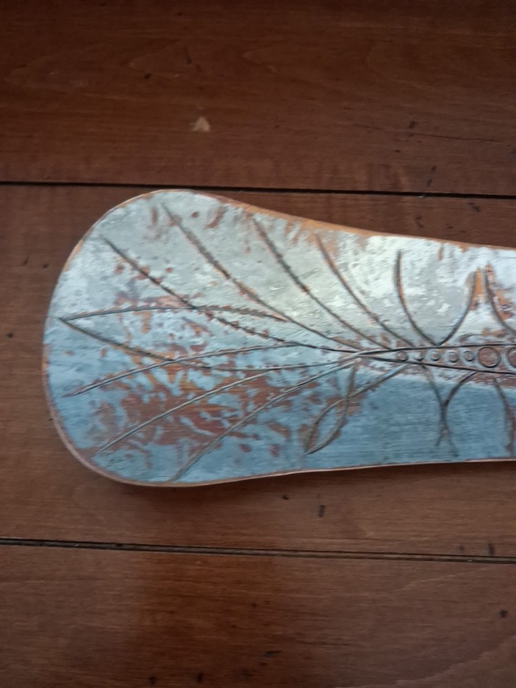 Decrotive Copper Tinned Leaf Design Dish 16" Long