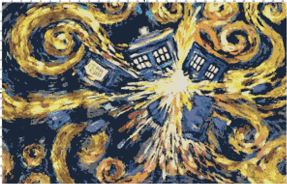 Van Gogh Doctor Who Handmade Counted Cross-Stitch Pattern Chart