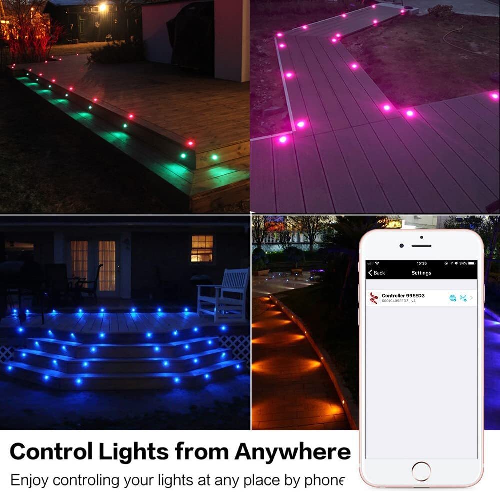 Wifi Bluetooth Black 45mm RGBWW LED Deck Patio Stair Step Soffit up/Down Lights