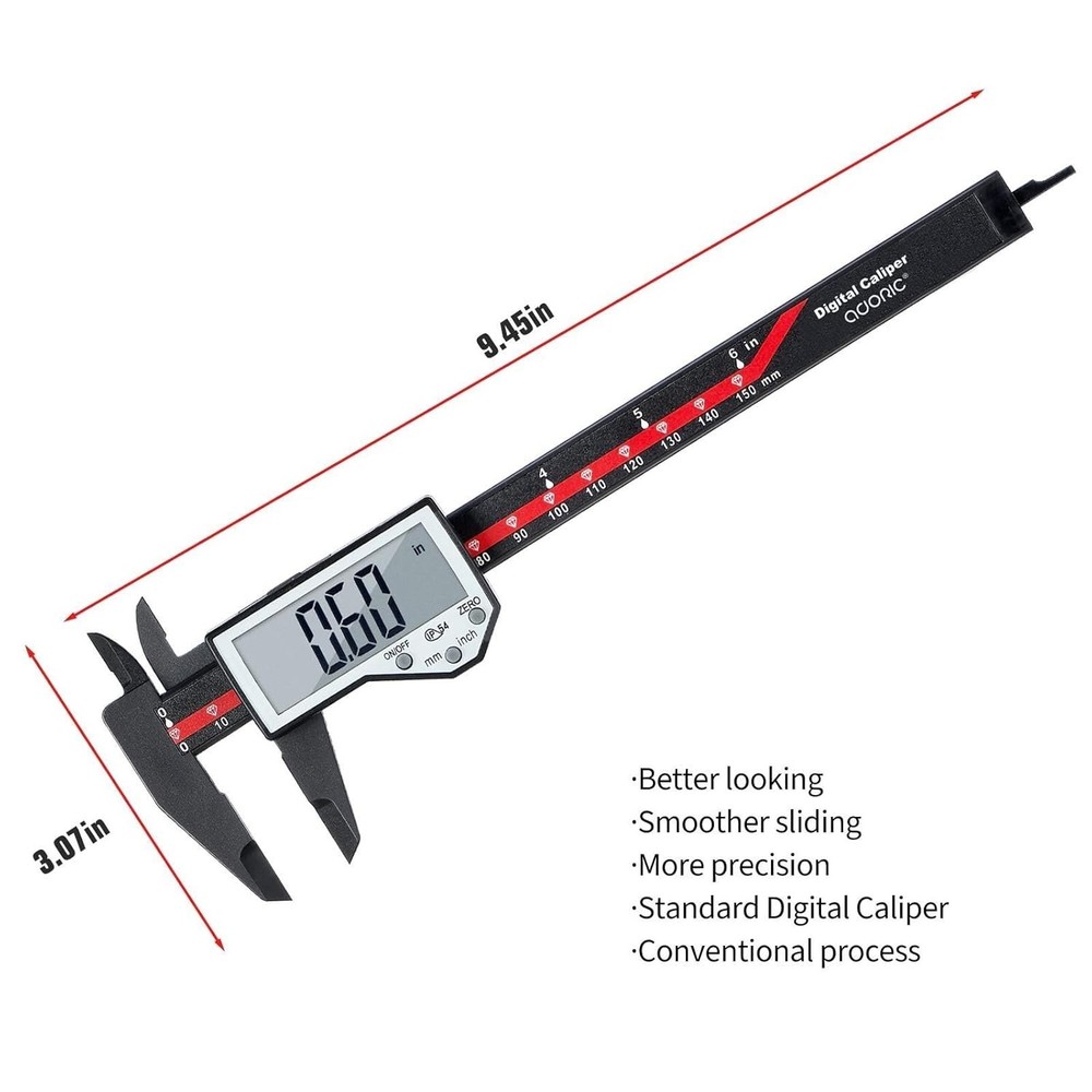 Digital Caliper, 0-6" Electronic Caliper Auto - Off Feature with Large LCD Sc...