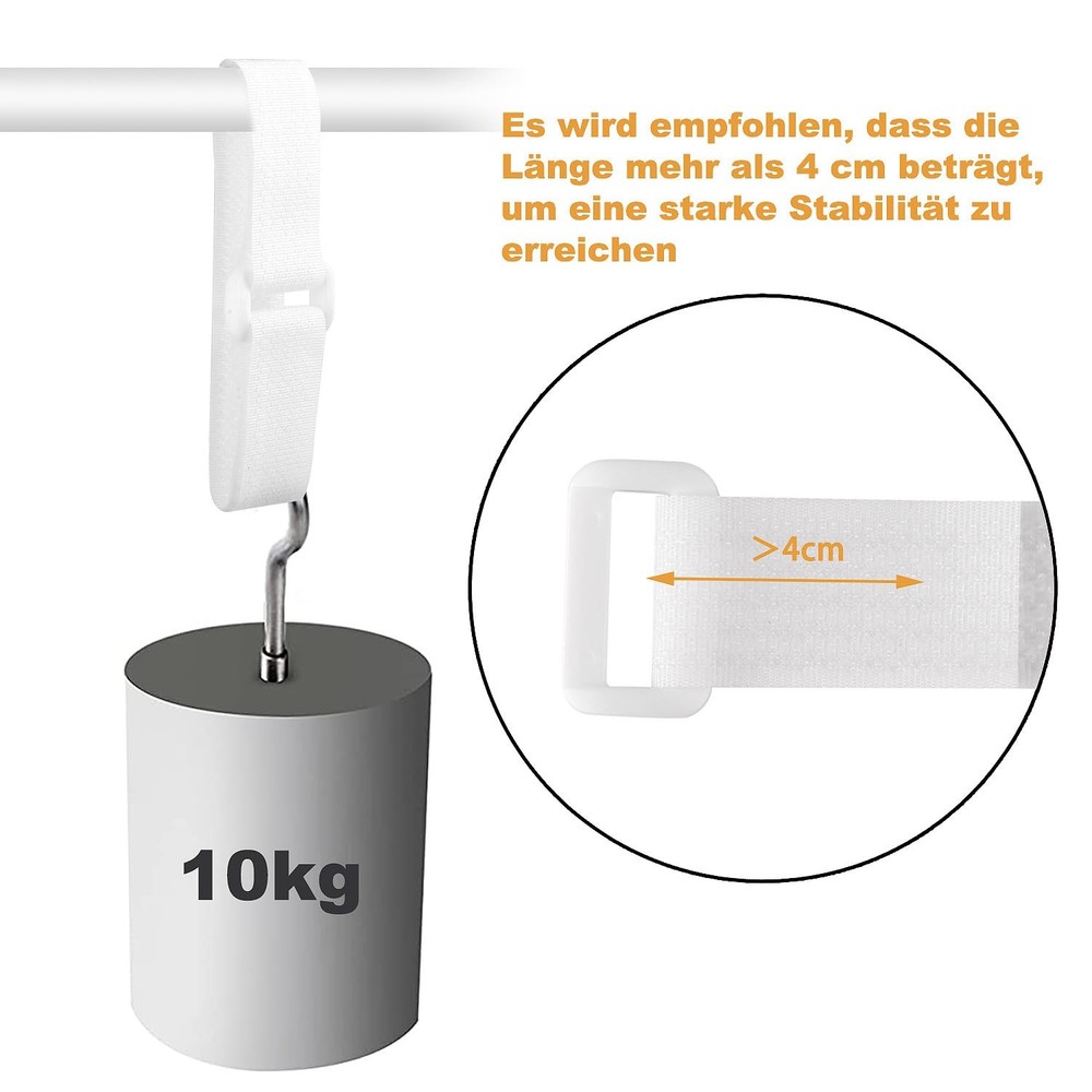 16ft Adjustable Hook Loop Cable Straps with Buckles, White Reusable Wire Mgmt