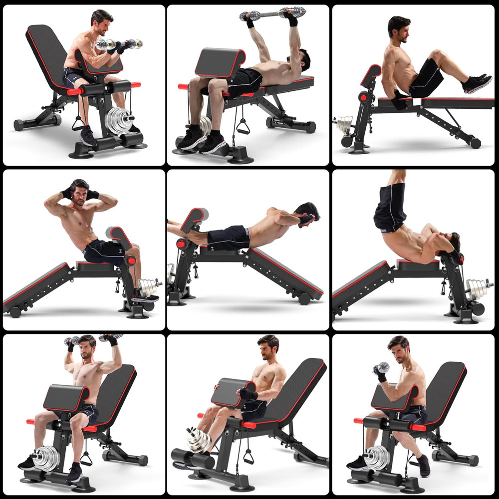 Adjustable Weight Bench - Utility Workout Benches for Exercise, Free Installatio