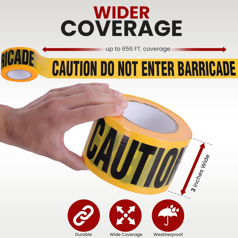 Pyle Caution Tape Yellow, "Caution Do Not Enter” - 4 pc