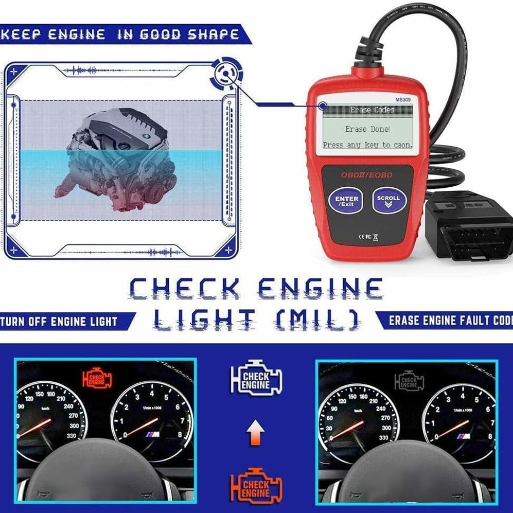 MS309 Automotive Code Reader OBD2 Scanner Diagnostic Tool Car Check Engine Fault