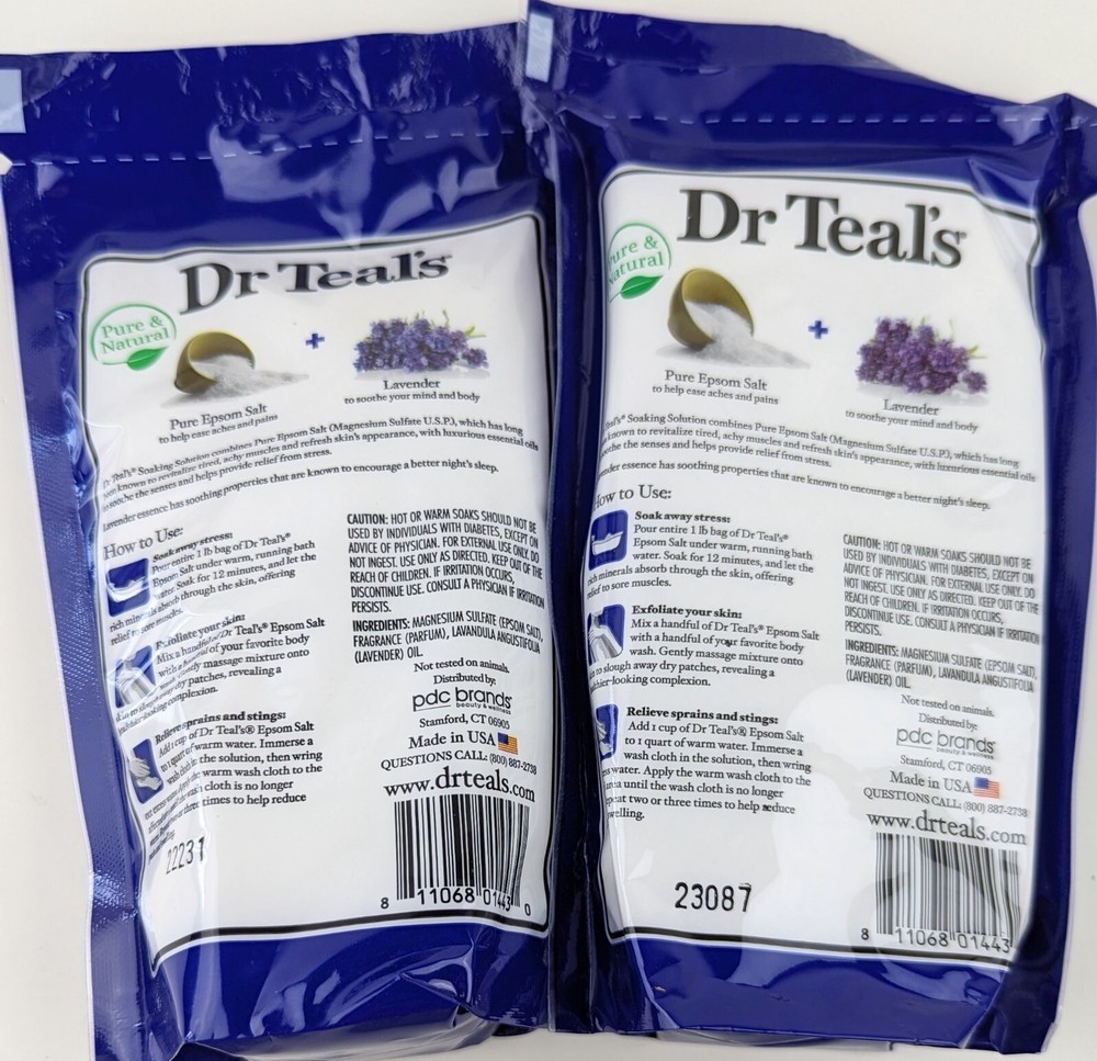 Dr. Teals Pure Epsom Salt Soaking Solution Lavender 1lb. x2